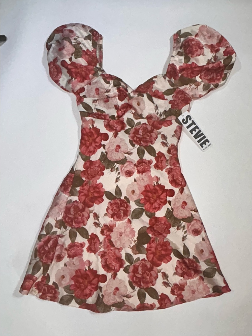 Stevie by Steve Madden Floral Puff Sleeve Mini Dress XS Rose Print